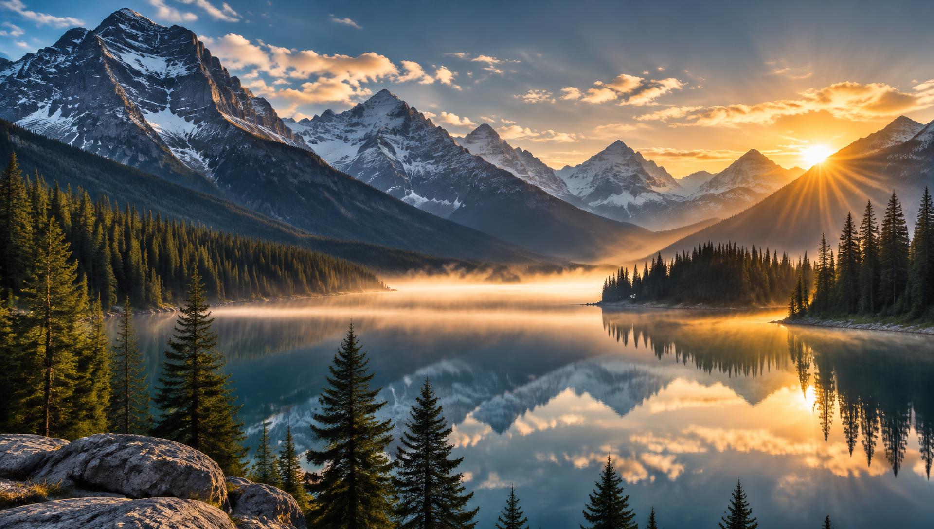 Canadian Rocky Mountains at sunrise
